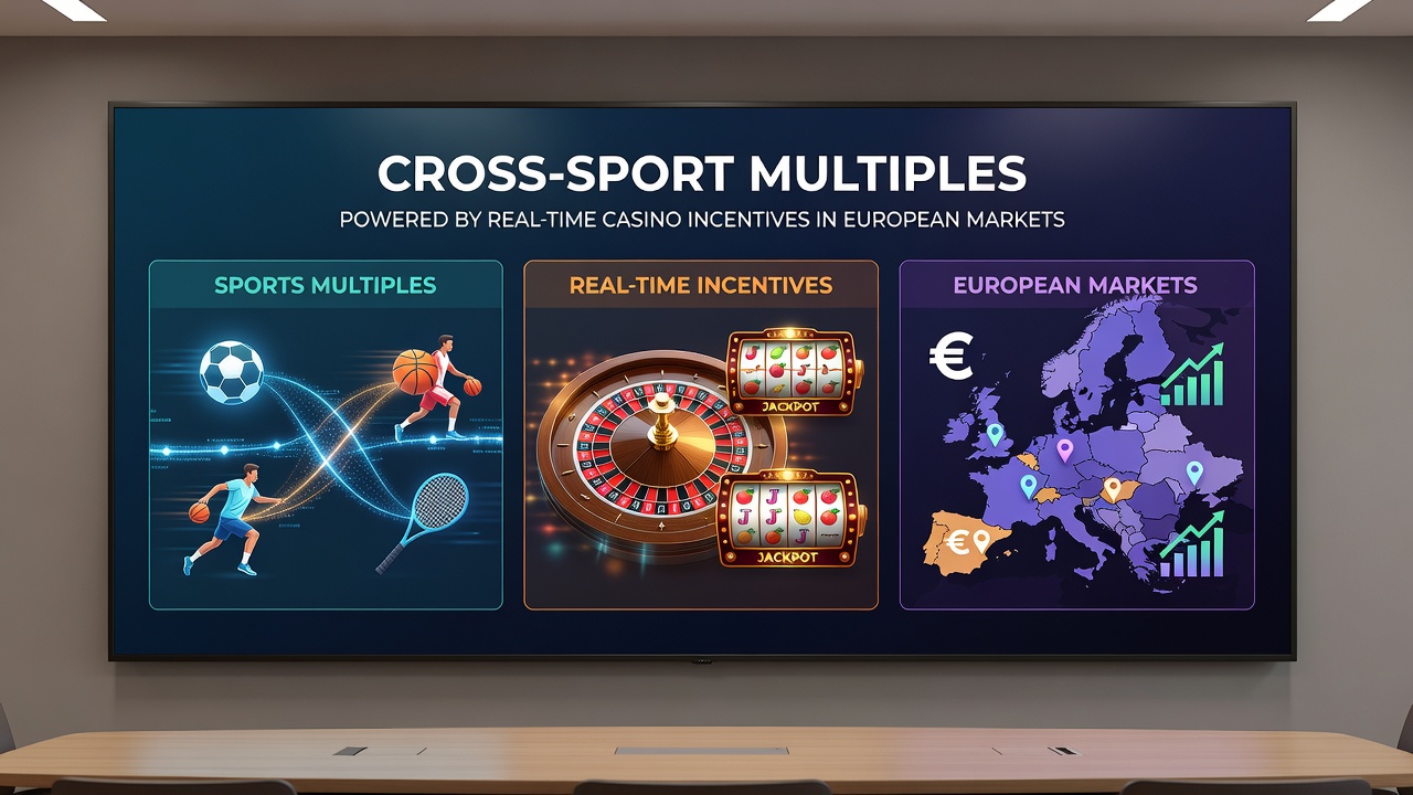Mobile app screenshot showing a live cross-sport accumulator with active casino incentive progress bar and real-time multiplier updates