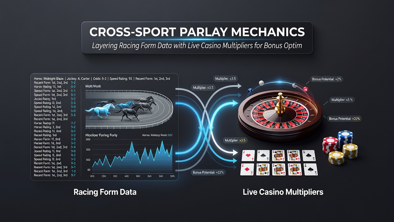 Screenshot of a betting platform dashboard displaying combined racing data and casino multiplier options