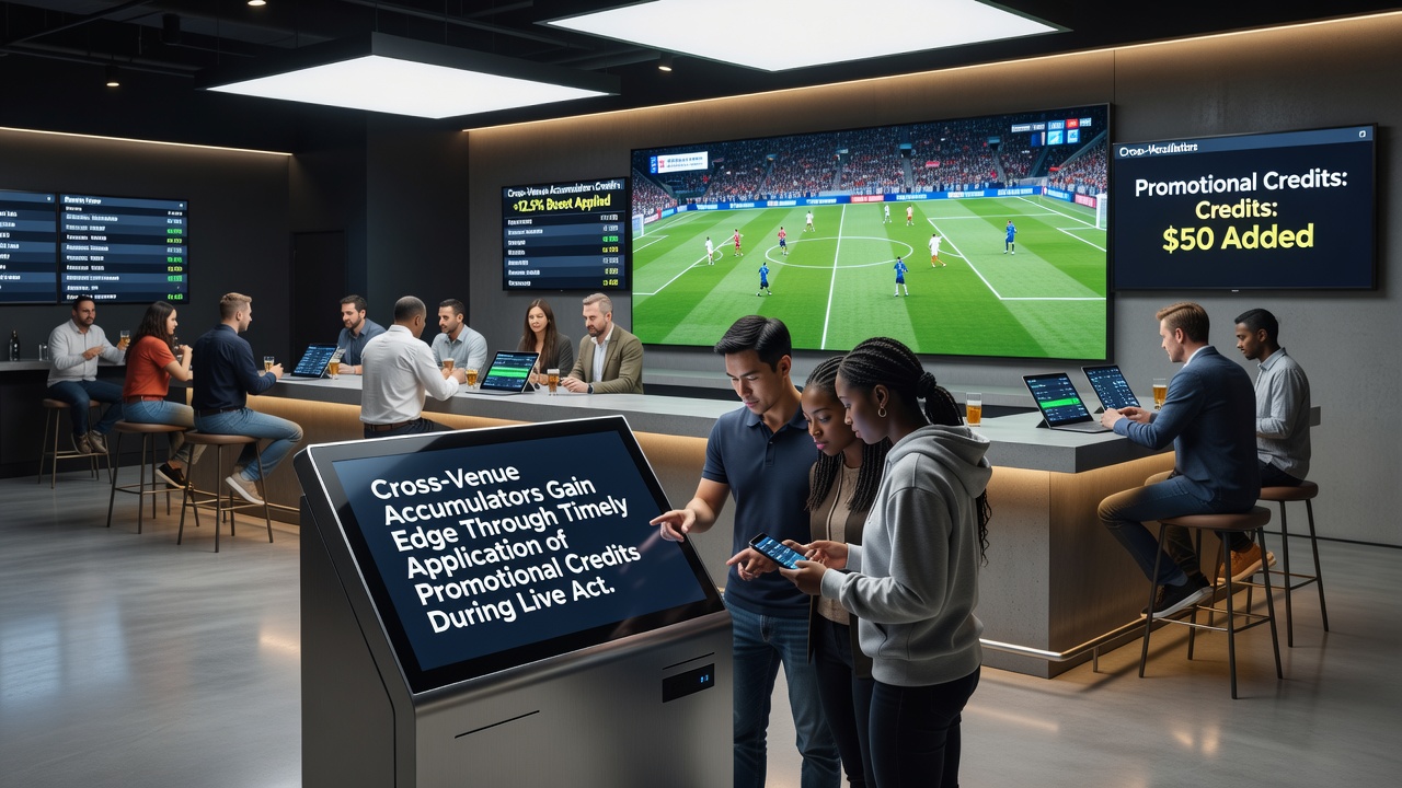 Bettor interface displaying live accumulator with credit redemption option during ongoing sports events