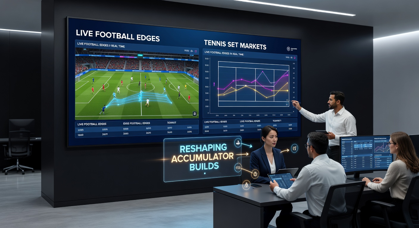 Mobile screen displaying accumulator builder with live football, tennis and horse racing selections