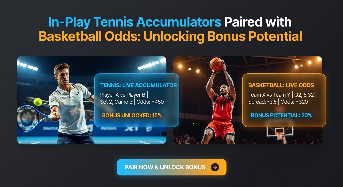 Close-up of betting slip showing tennis accumulator legs combined with basketball live odds, highlighting bonus multiplier icons
