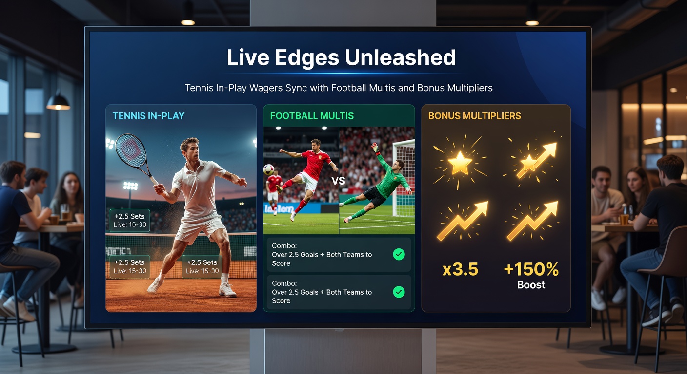 Football stadium packed with fans during a crucial match moment, overlaid with digital odds for accumulator legs