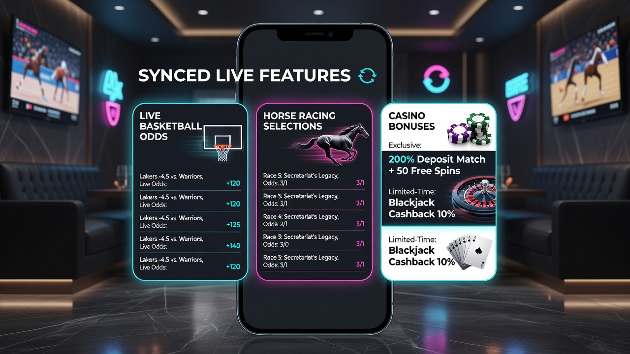Detailed view of accumulator builder combining live basketball, horse racing, and casino bonus indicators